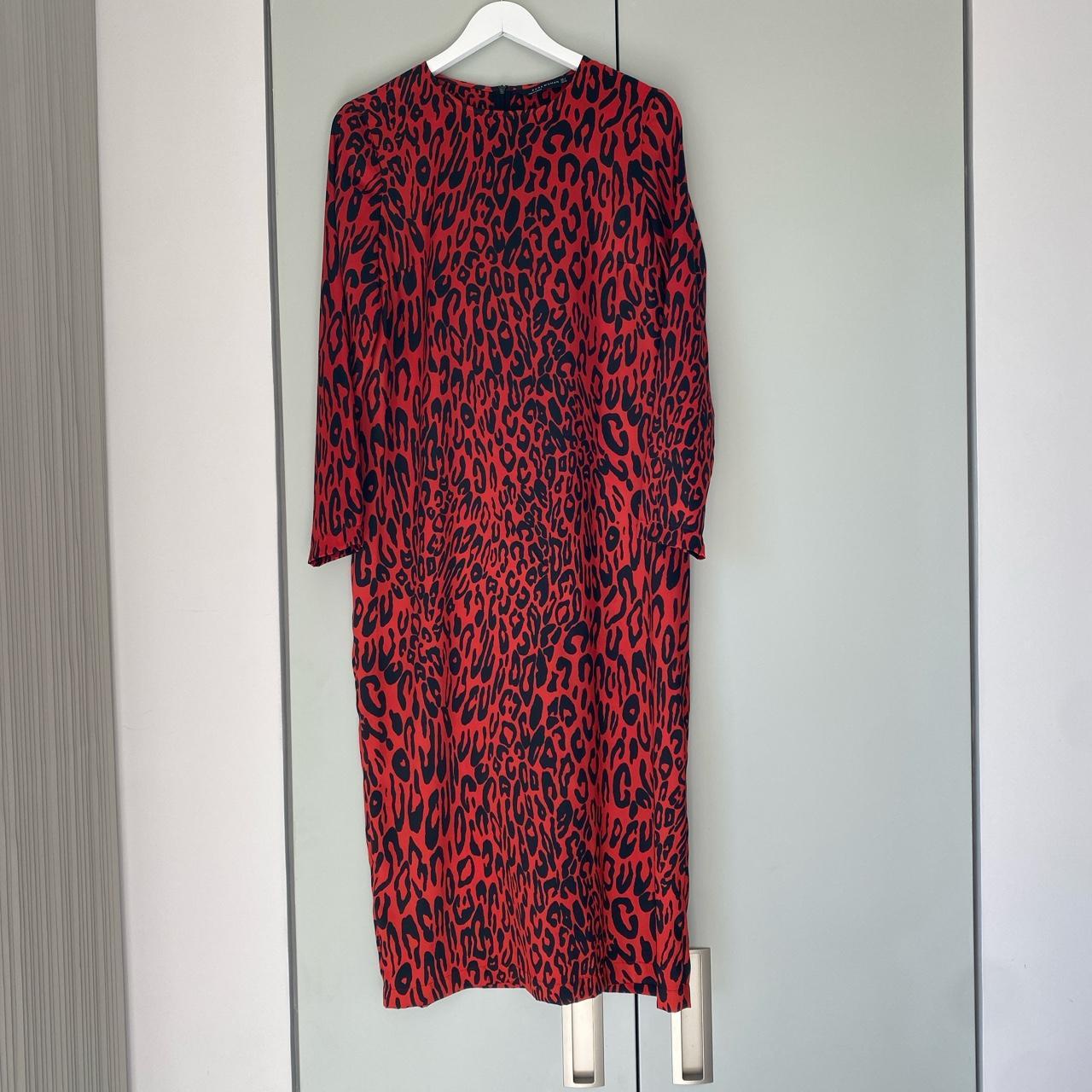 zara red animal print dress