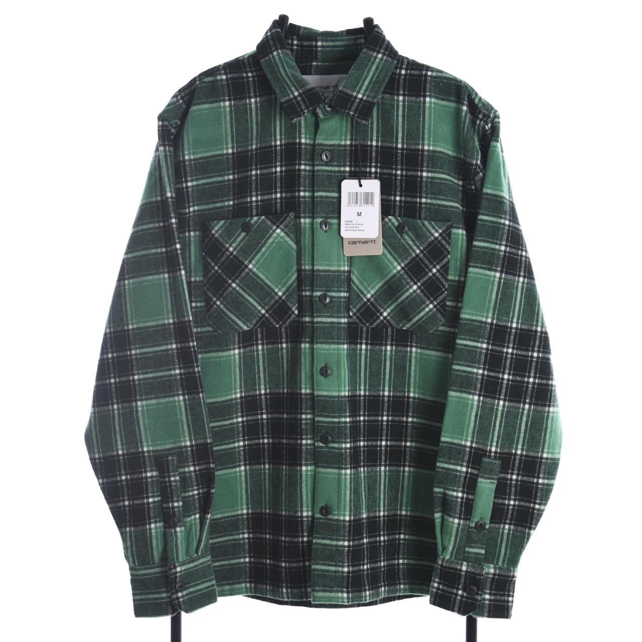 Carhartt WIP Green & Black Checkered Jared Shirt... - Depop