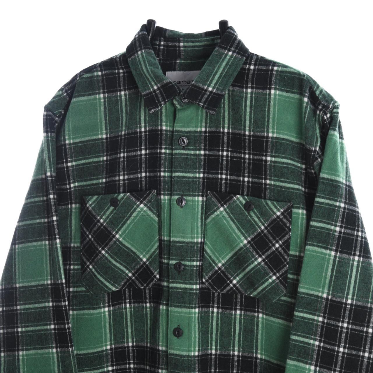 Carhartt WIP Green & Black Checkered Jared Shirt... - Depop