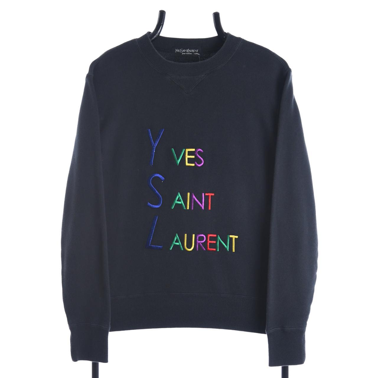 90s YSL Yves Saint Laurent Black Sweatshirt... - Depop