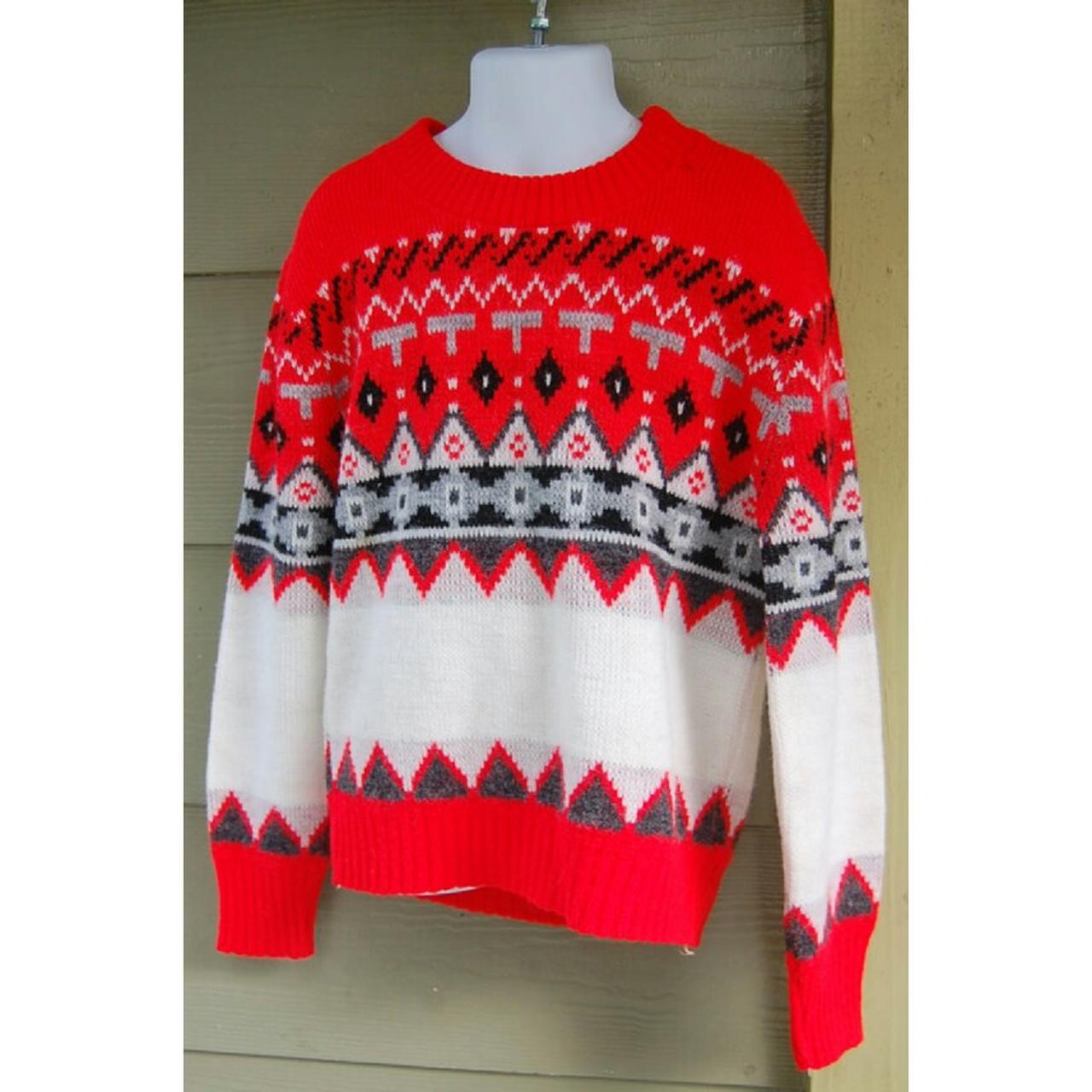Women's Red and White Jumper | Depop