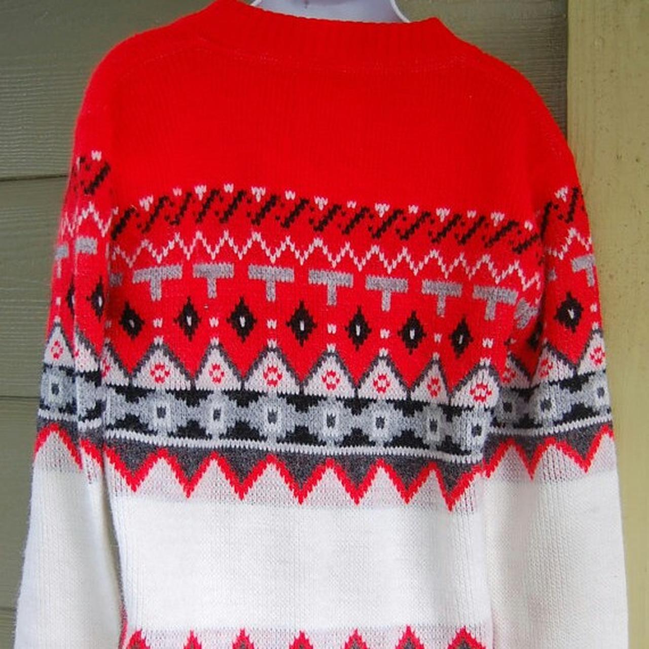 Women's Red and White Jumper | Depop