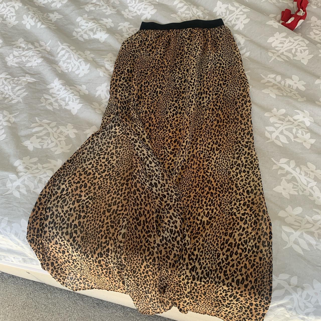 H&M leopard print full length skirt with slit down... - Depop