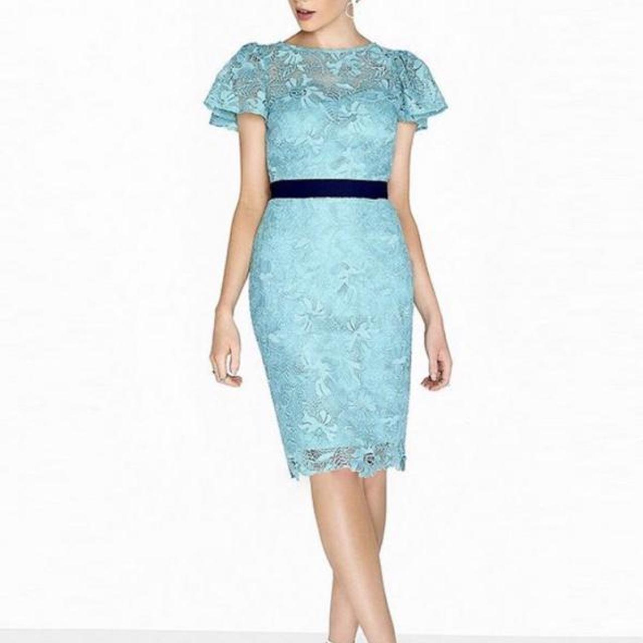 Paper Dolls Aqua Blue Crochet Lace Fluted