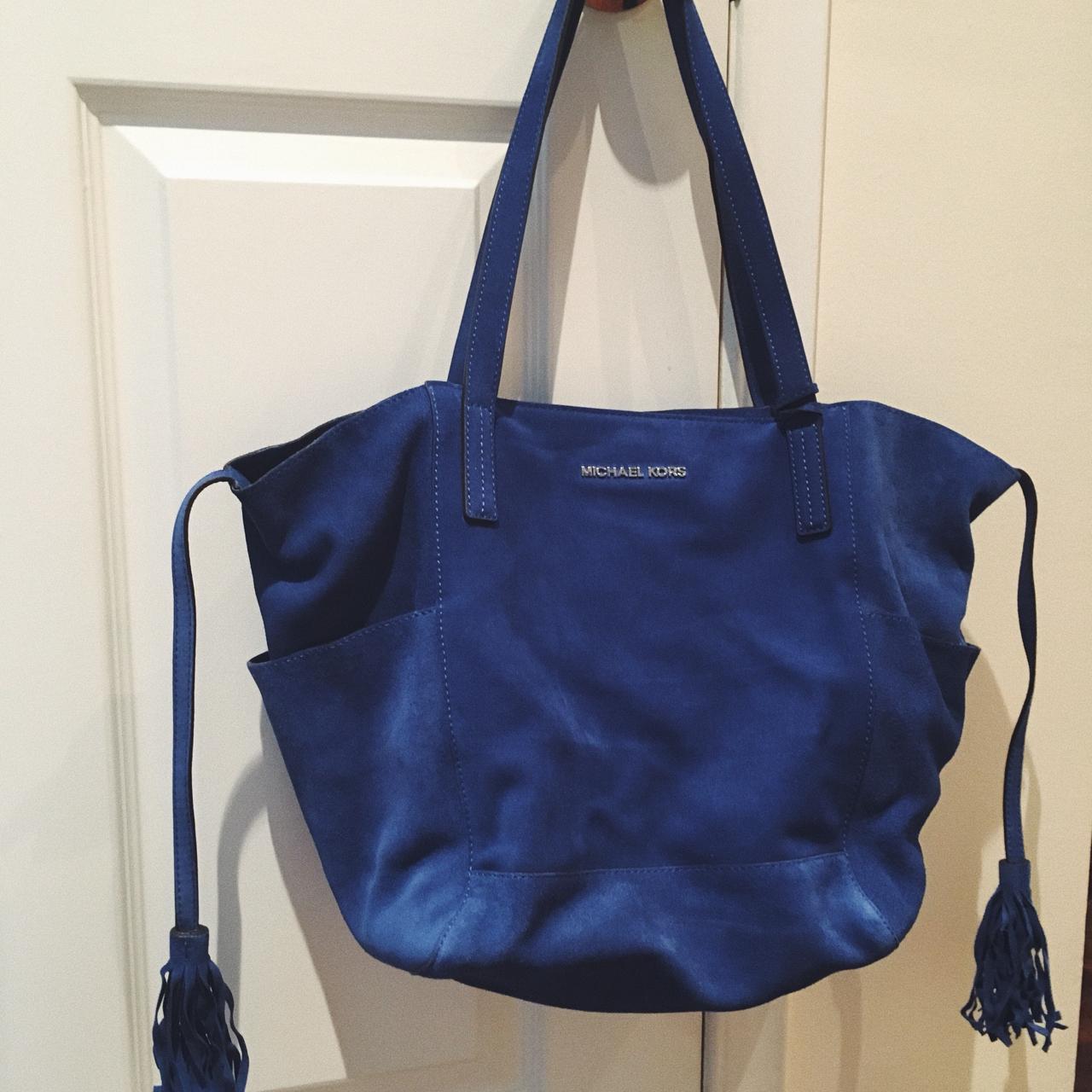 michael kors blue suede purse