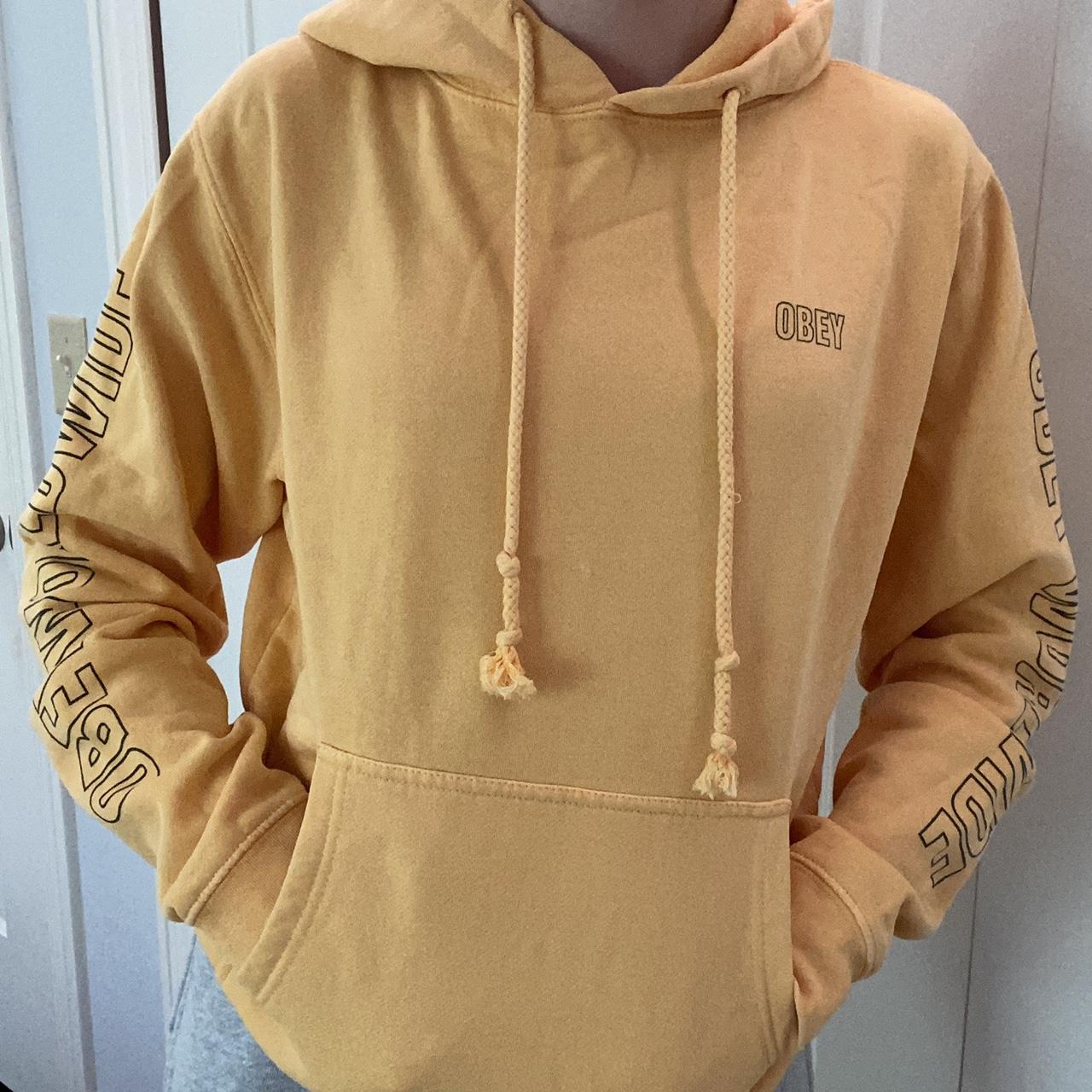 Obey Women's Yellow Hoodie Depop