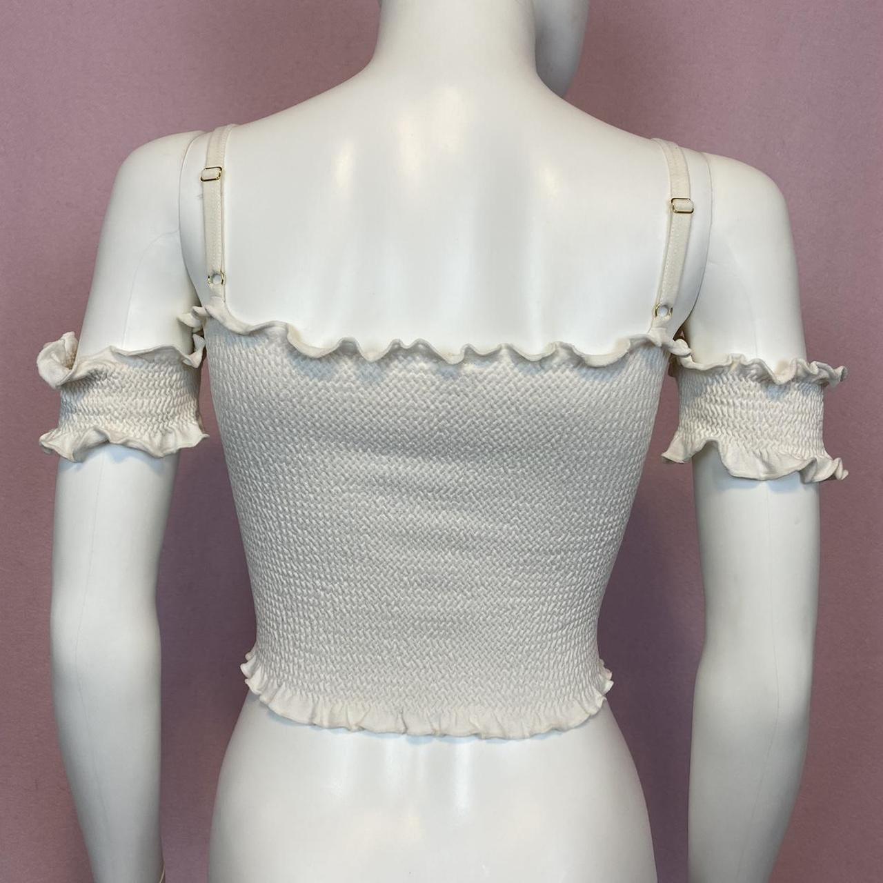 white ruffle crop top, “one size” fits small to... - Depop