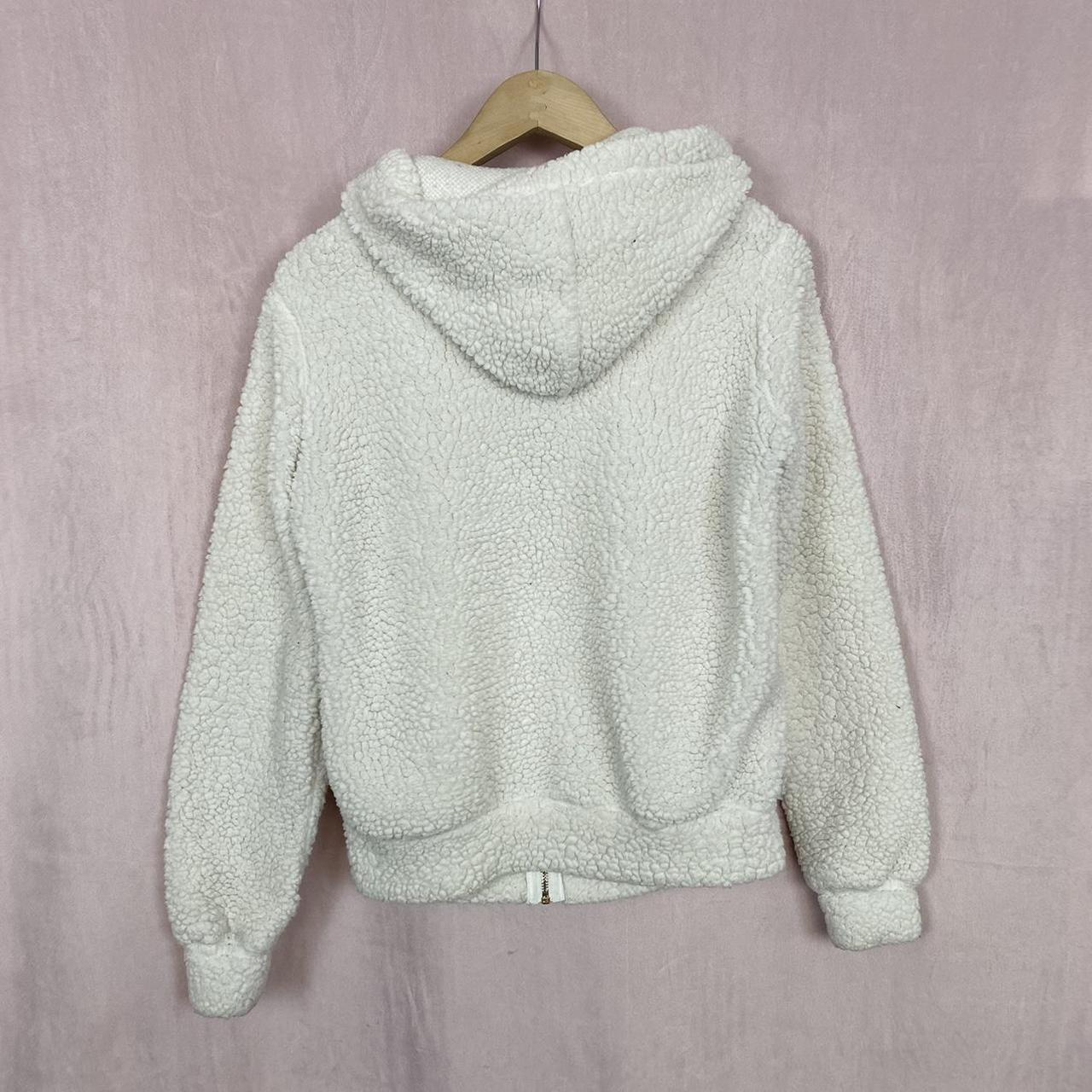 Cream White Zip Up Teddy Fleece Hoodie, Size... - Depop