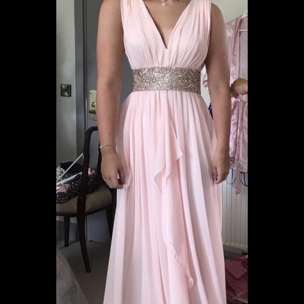 Blush pink dress Glitter belt around the