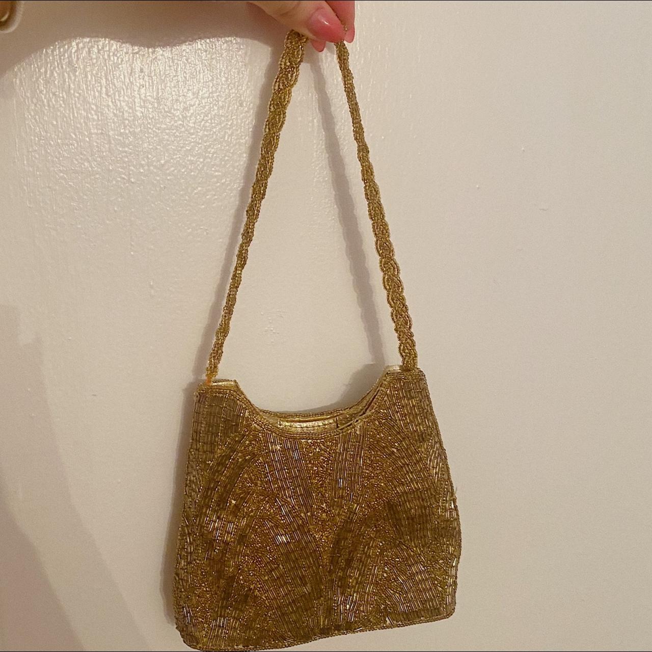 gorgeous 90's beaded gold mini bag •price negotiable - Depop