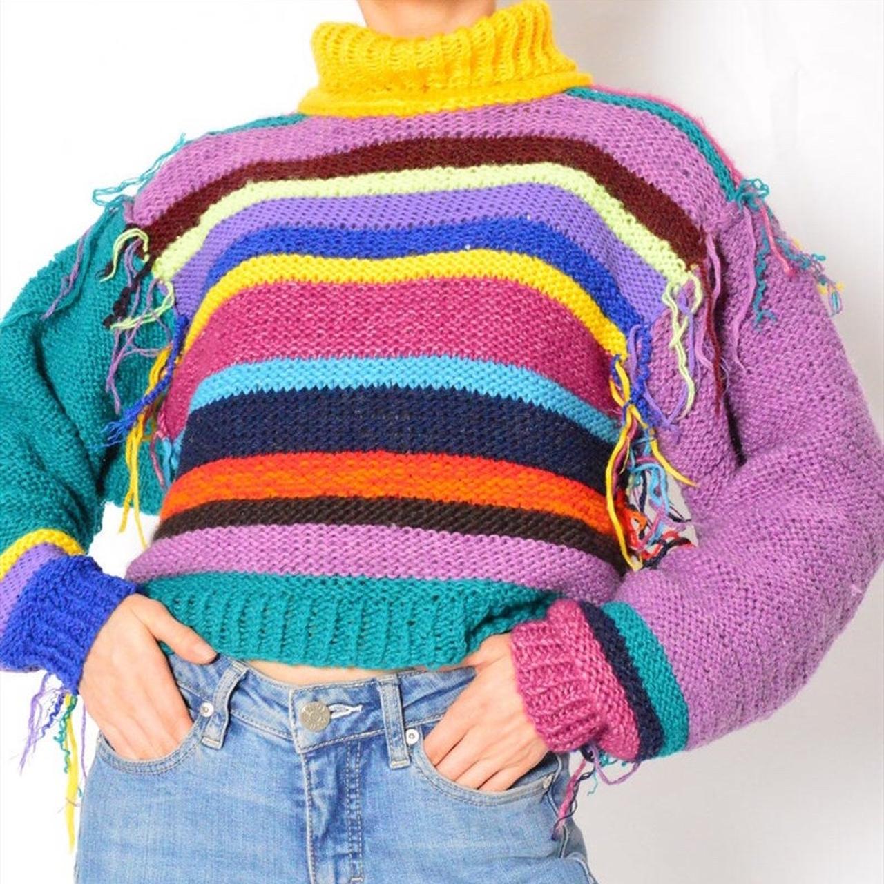 y2k-vintage-colourful-striped-rainbow-knit-depop