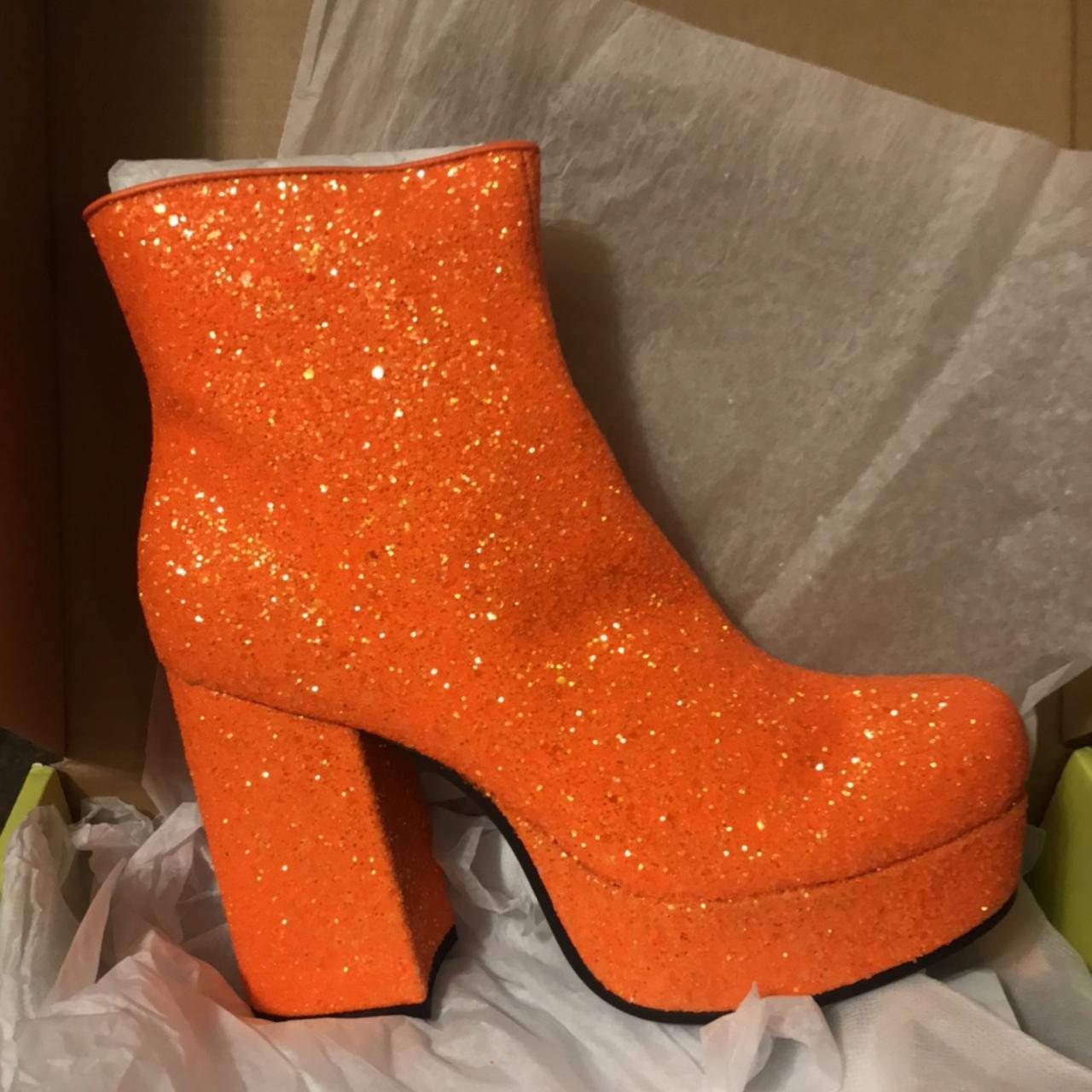 orange glitter boots