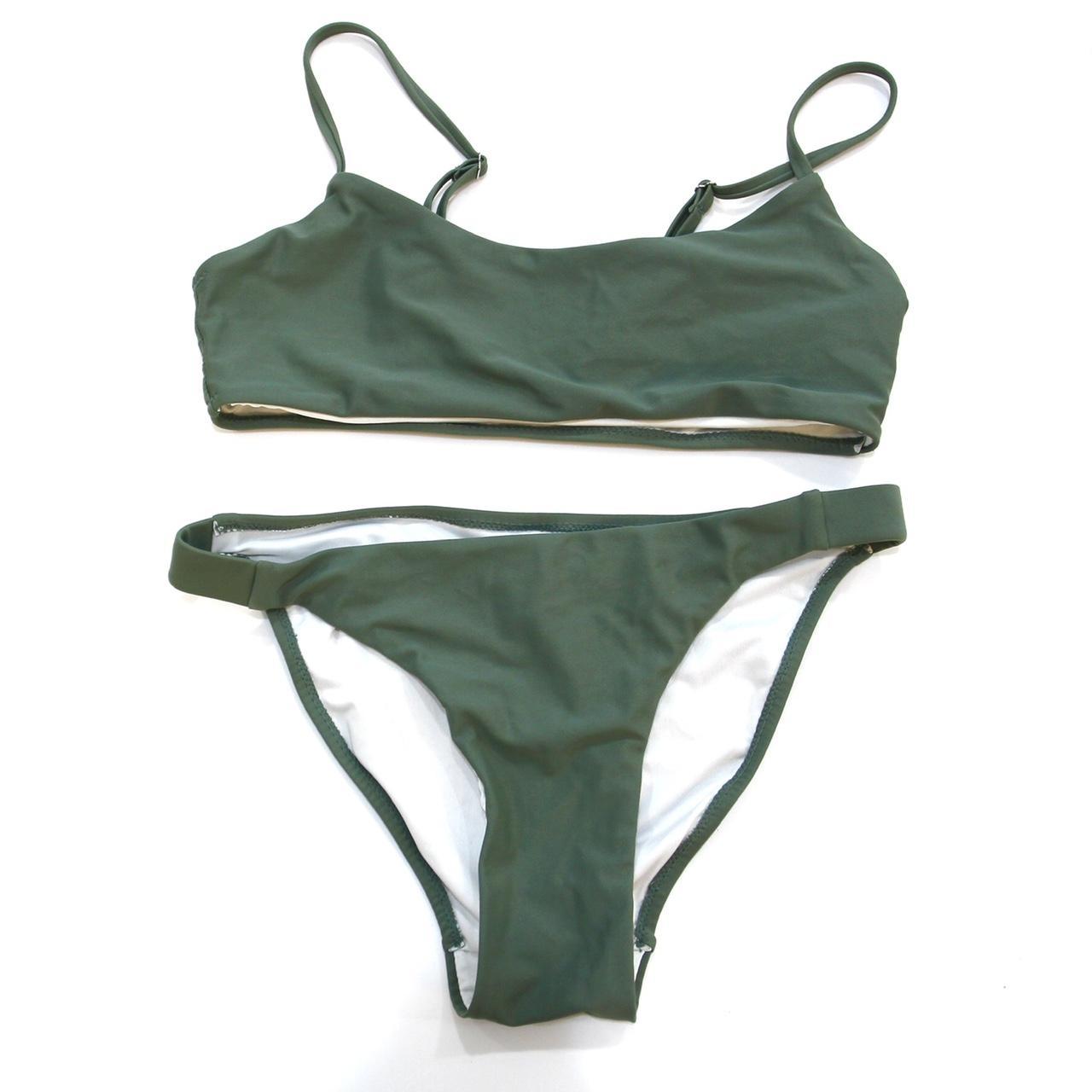 SHEIN Women's Green Bikinisandtankinisets Depop