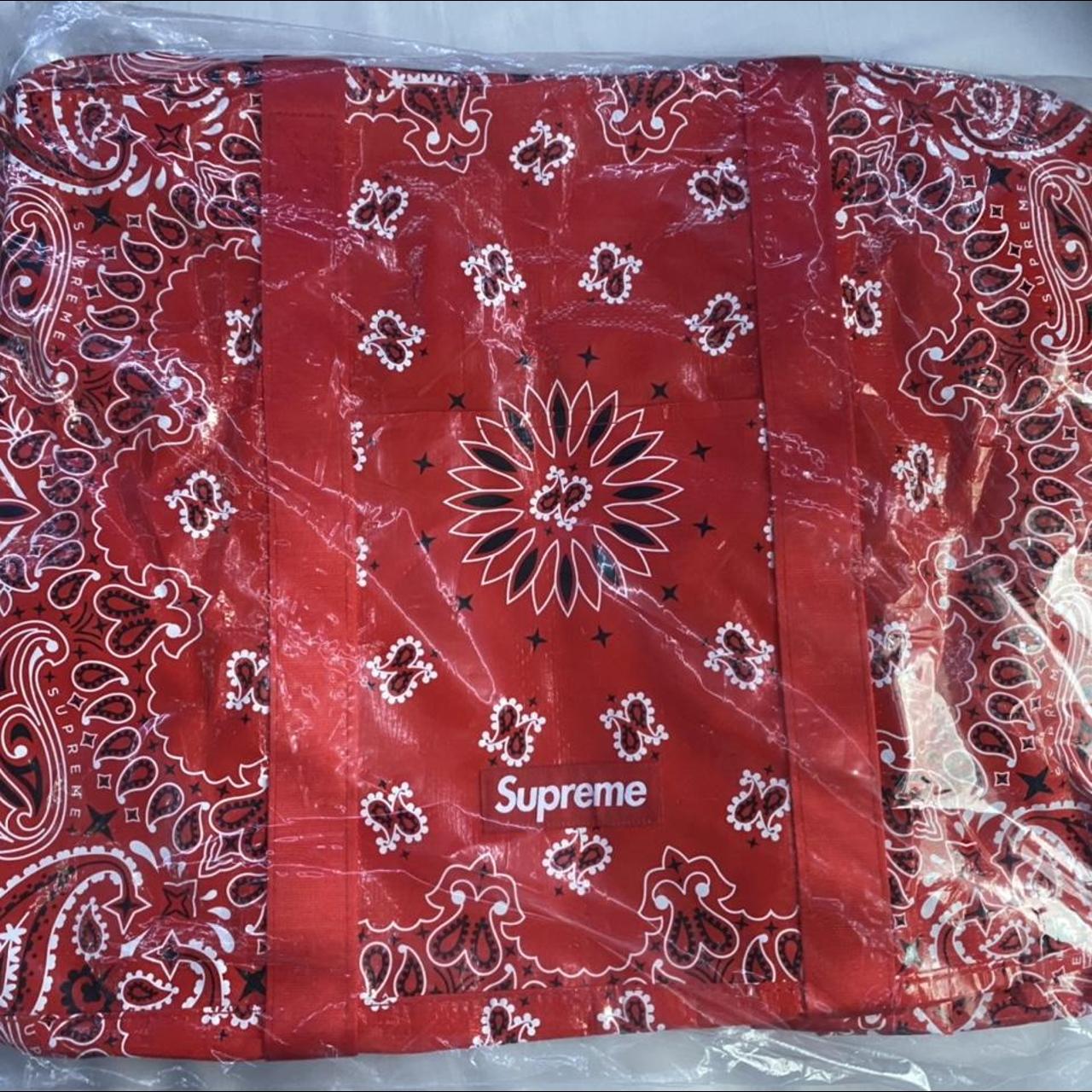 Supreme Red Bandana Tarp Large Duffle Bag