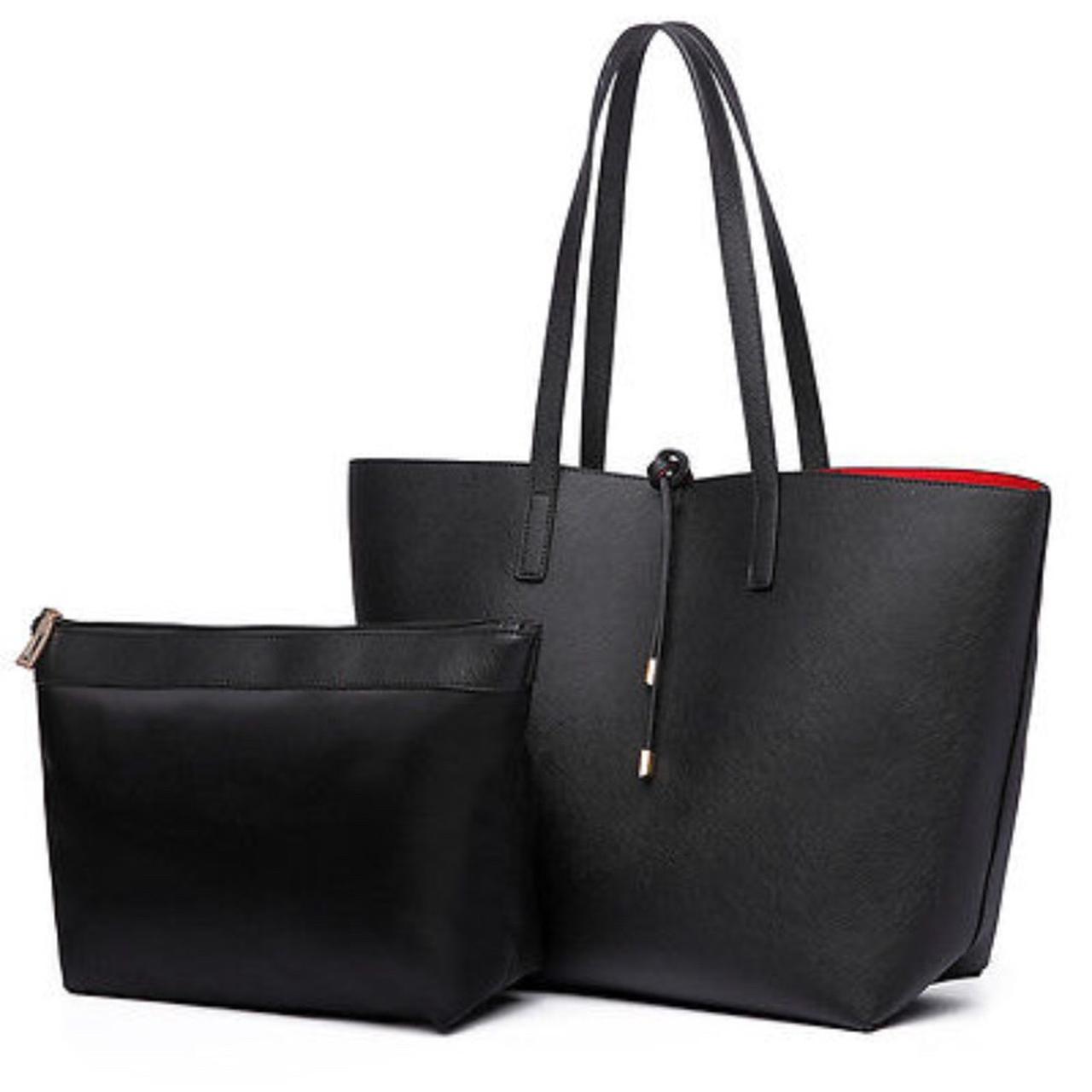 Black and red discount reversible tote bag