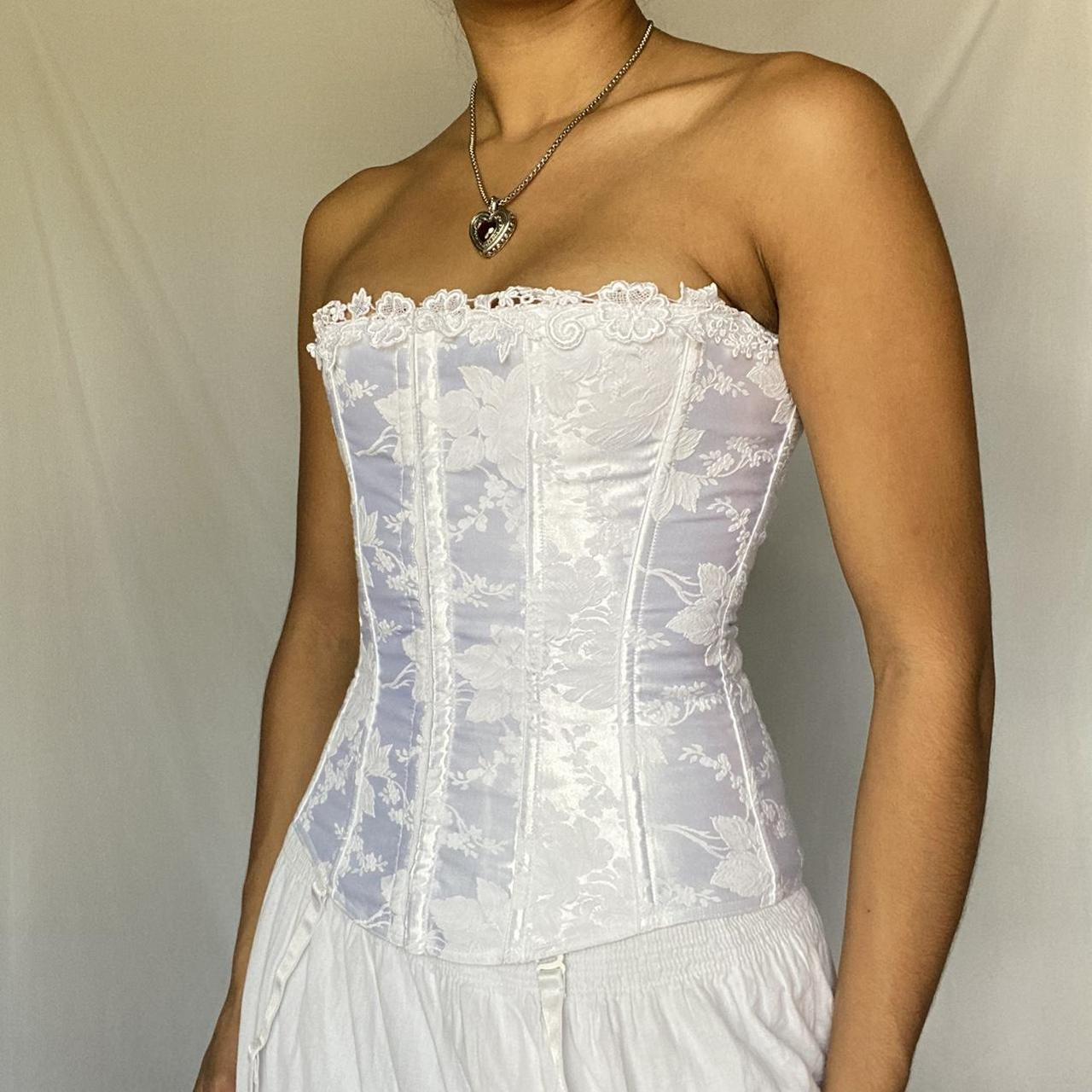 Vintage White Coquette Lace Corset Angelic White Depop