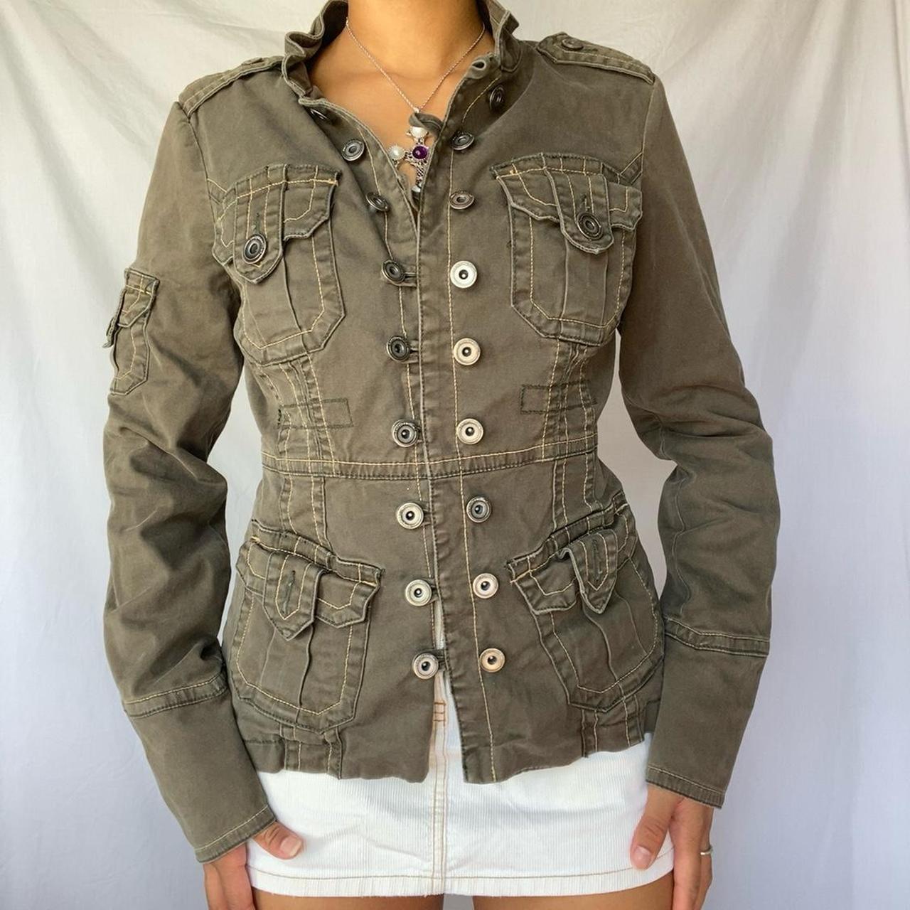 Utility Cargo Jacket 2000s button up cargo jacket... Depop