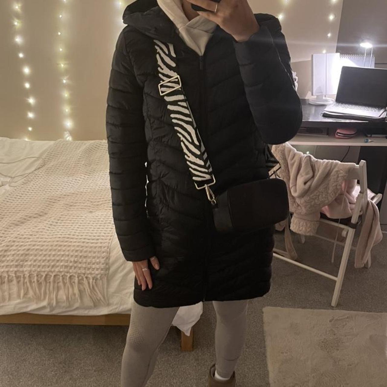 Primark longline hooded puffer coat in black Depop