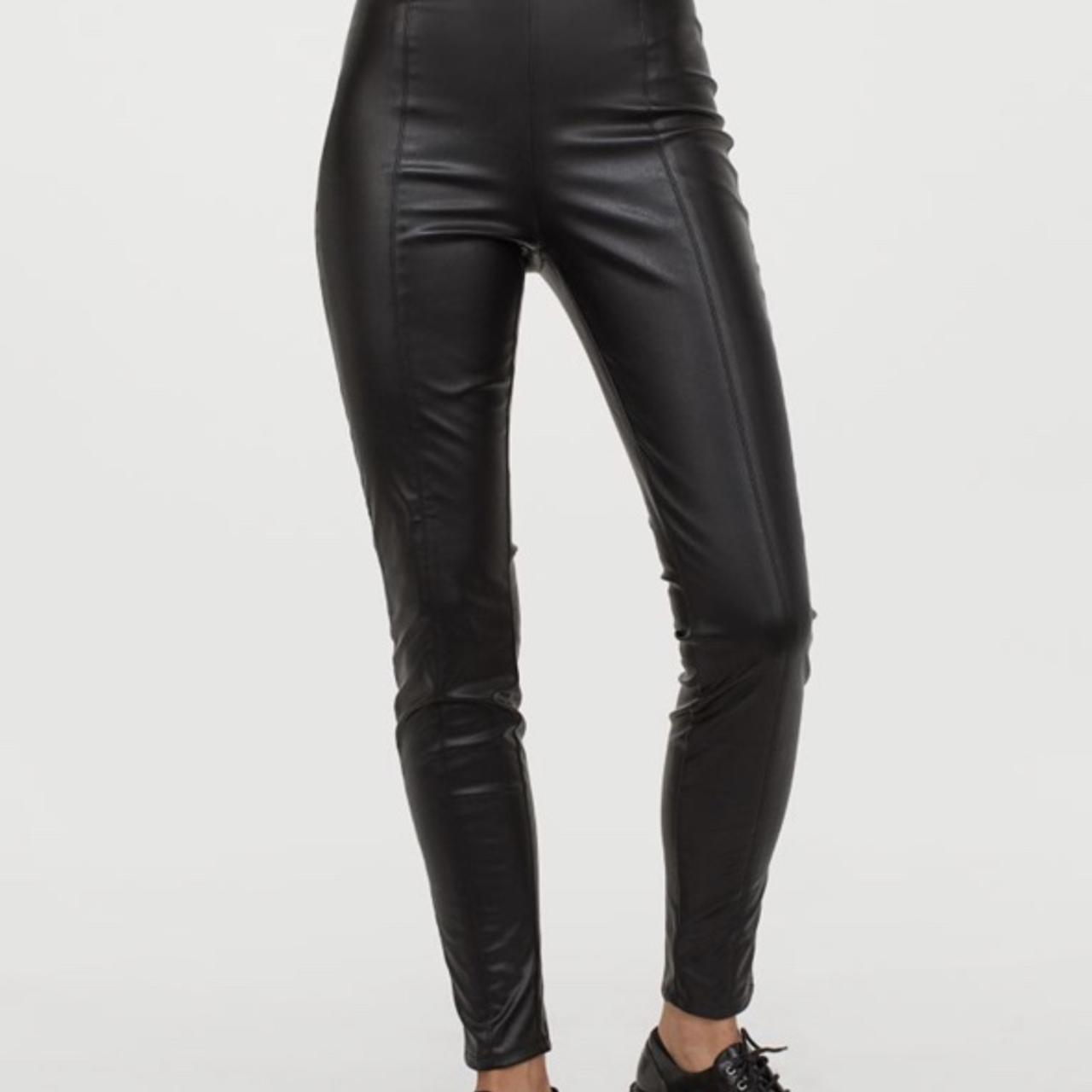 Buy H&M Women Black Imitation Leather Leggings - Leggings for