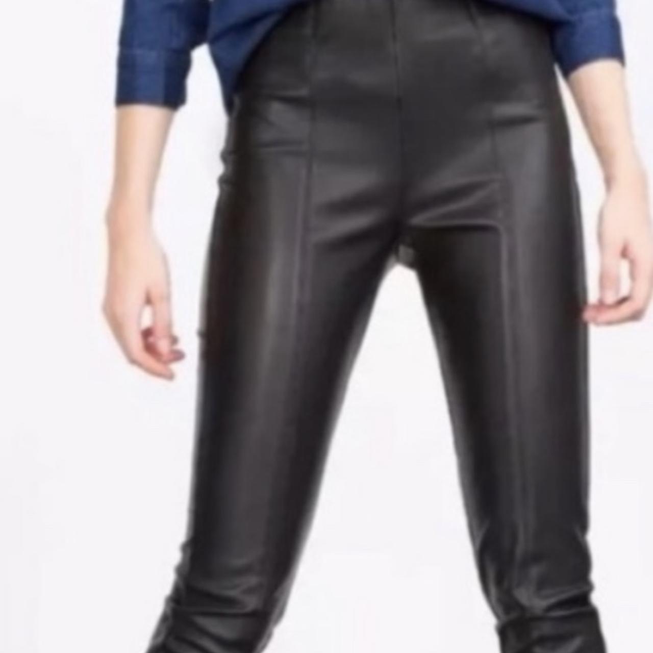 Zara faux leather trousers with side zip. Only worn