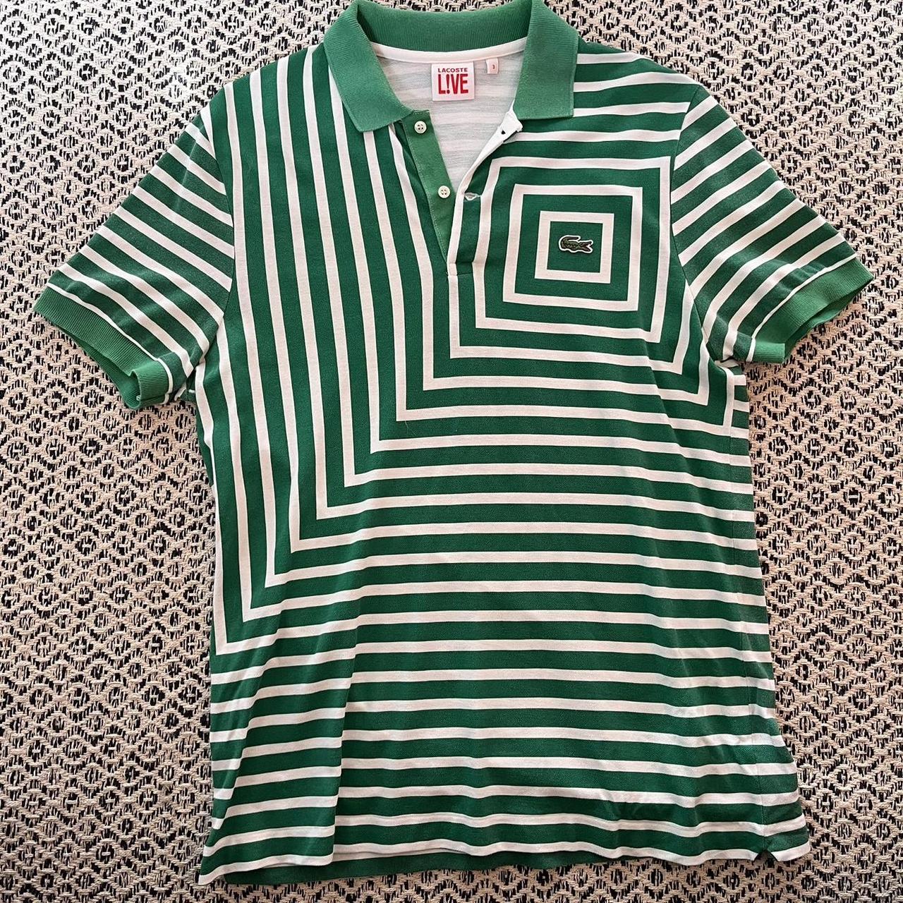 Lacoste Live Men's Green and White Polo-shirts | Depop