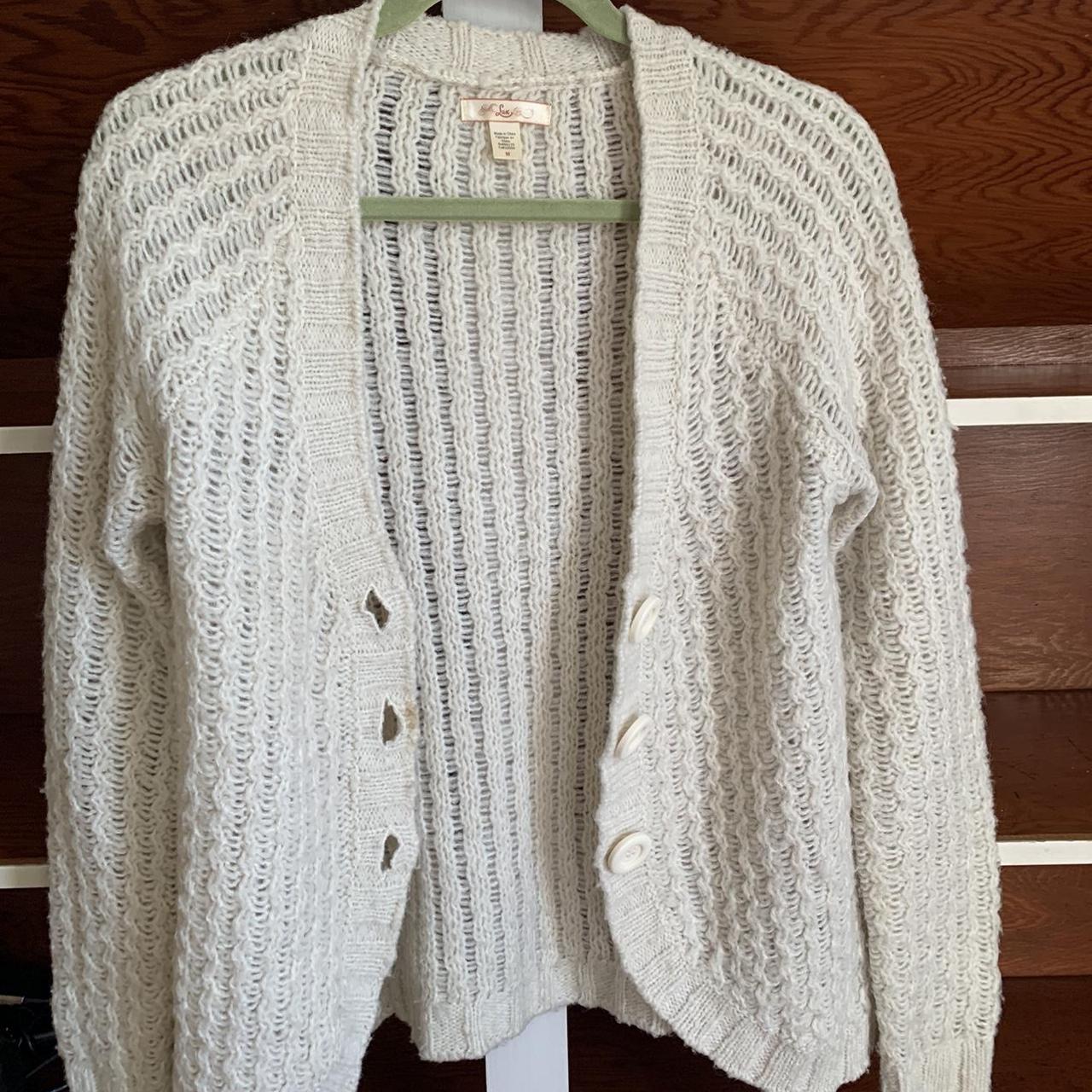 Super cute vintage and cozy cream colored cardigan... - Depop