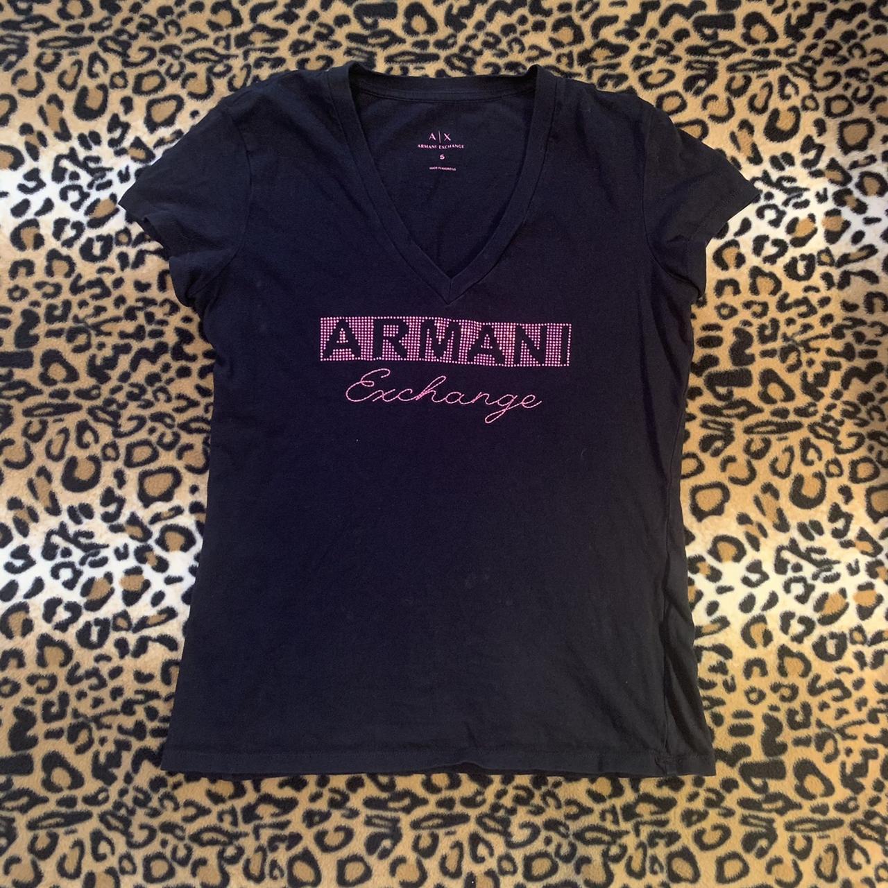 armani exchange black rhinestone tee - only flaws... - Depop