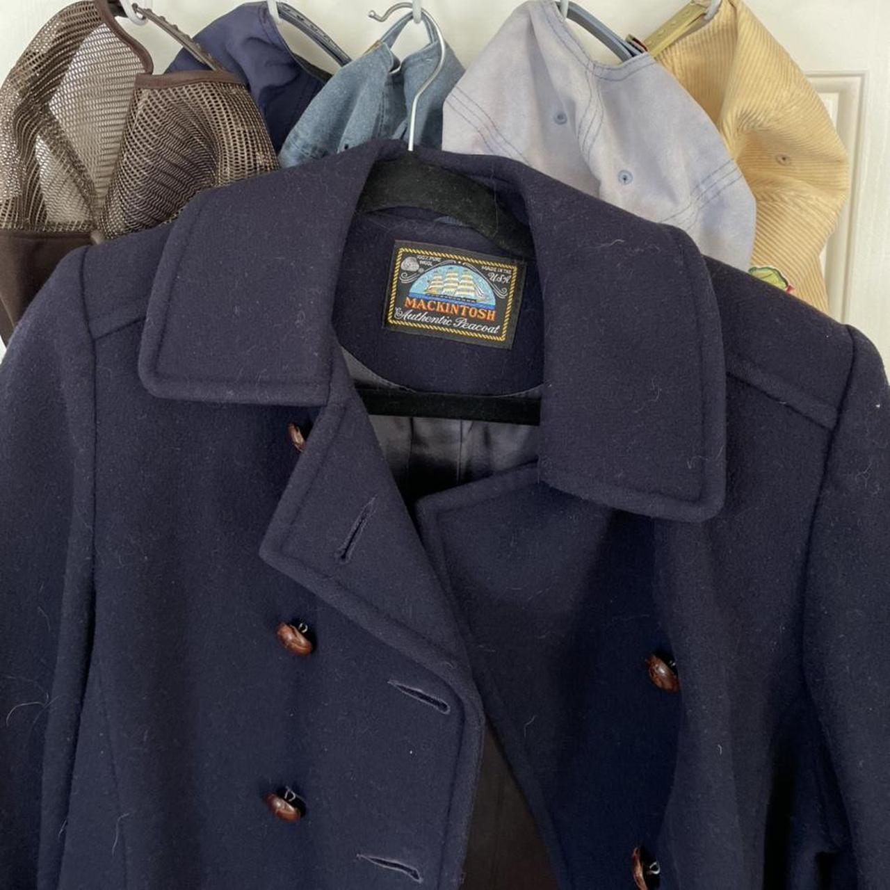 NAVY BLUE WOOL PEACOAT BY MACINTOSH navy blue... - Depop