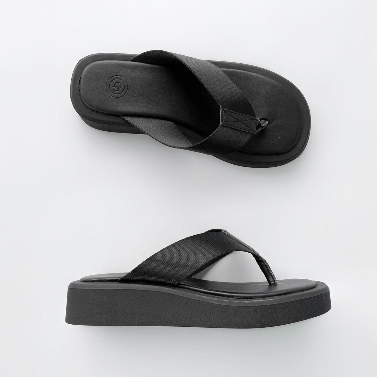 Urban Outfitters - Black Thong Platform Sandal... - Depop
