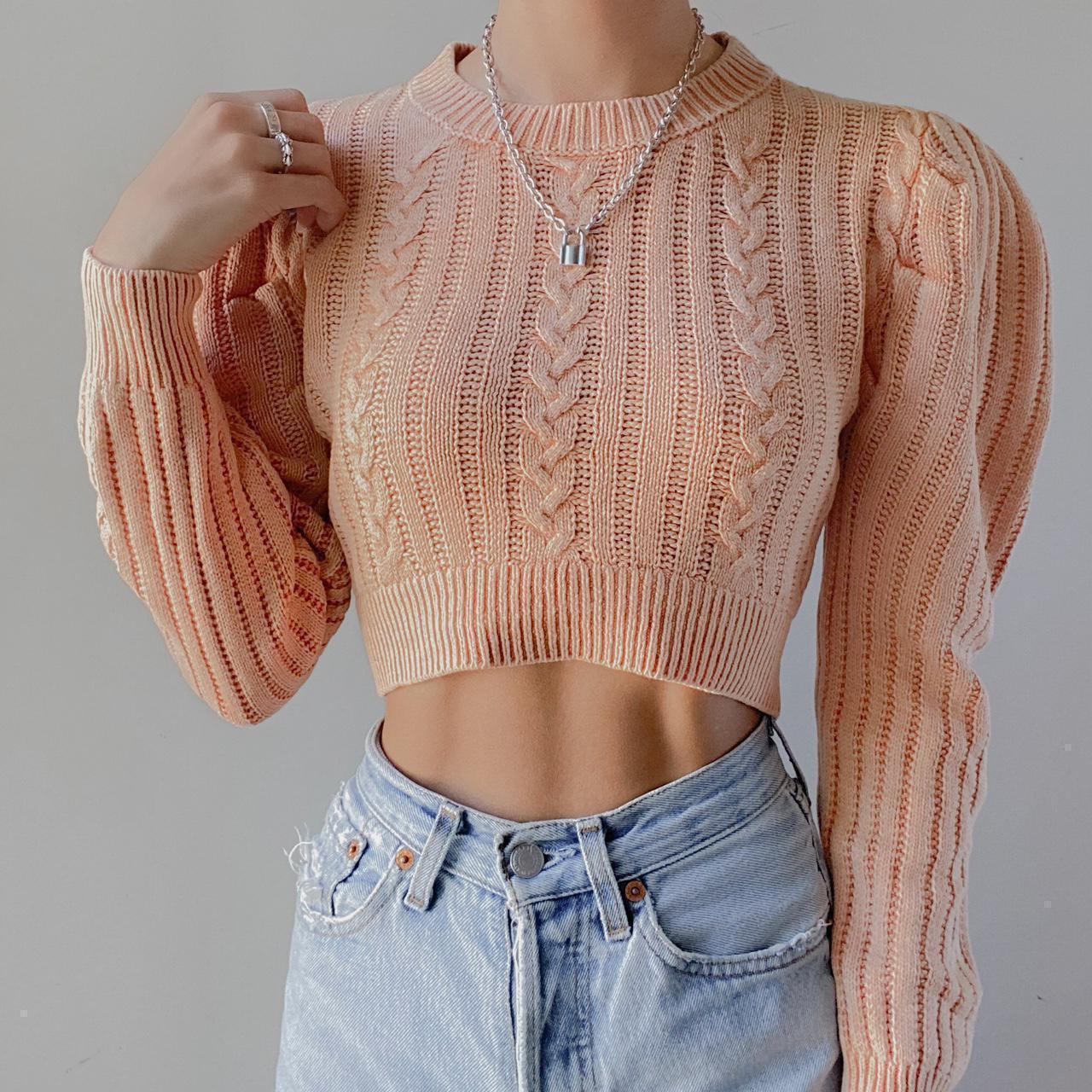 Orange Knitted Super Cropped Sweater
