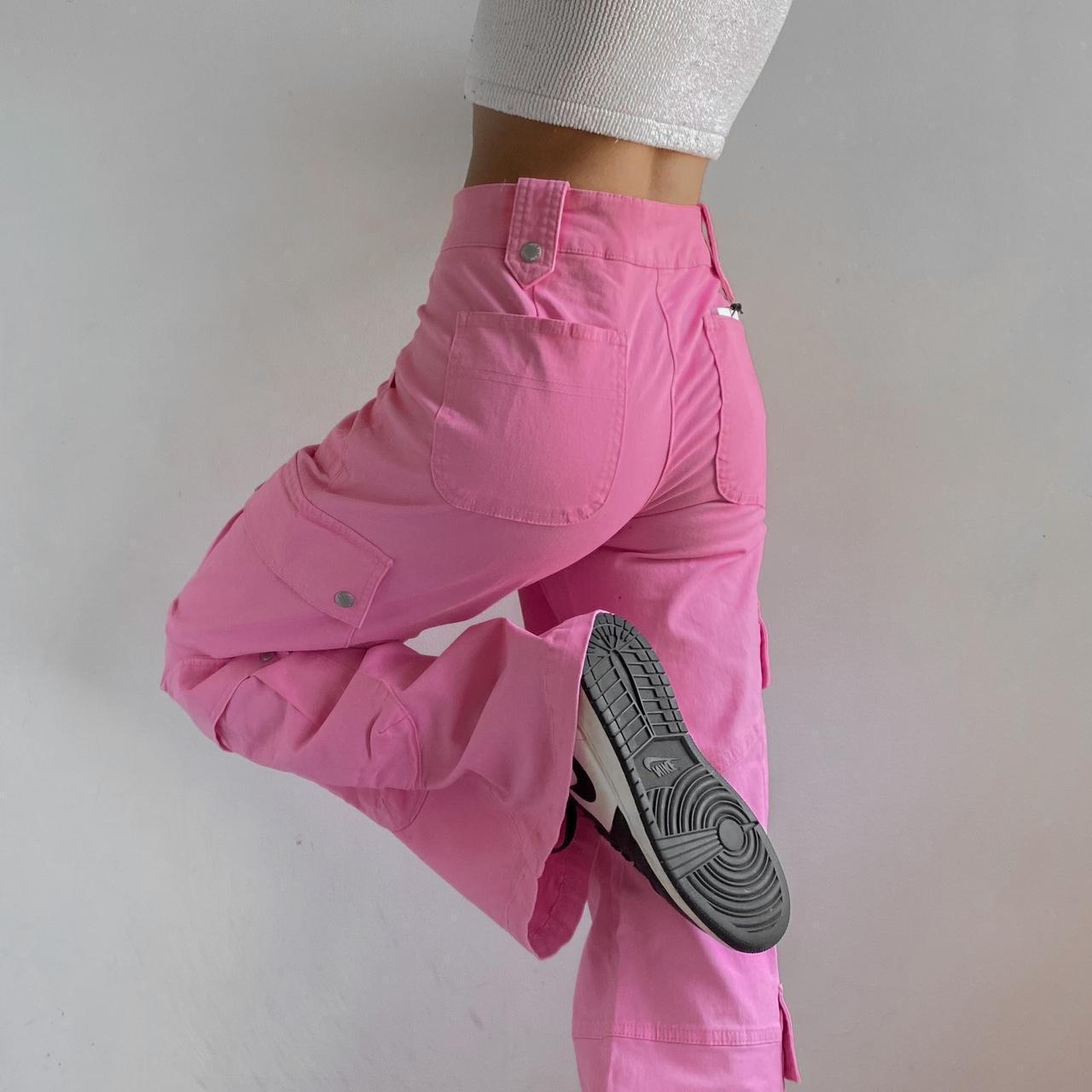 Urban Outfitters - Hot Pink Cargo Flare Pants... - Depop