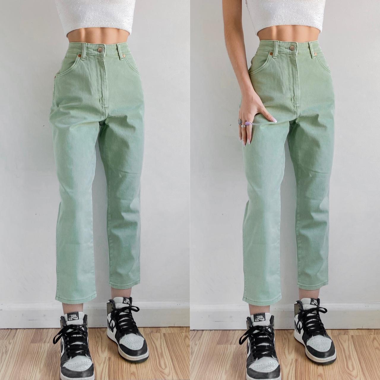 Wrangler - Matcha Green Straight Crop Jeans Next... - Depop