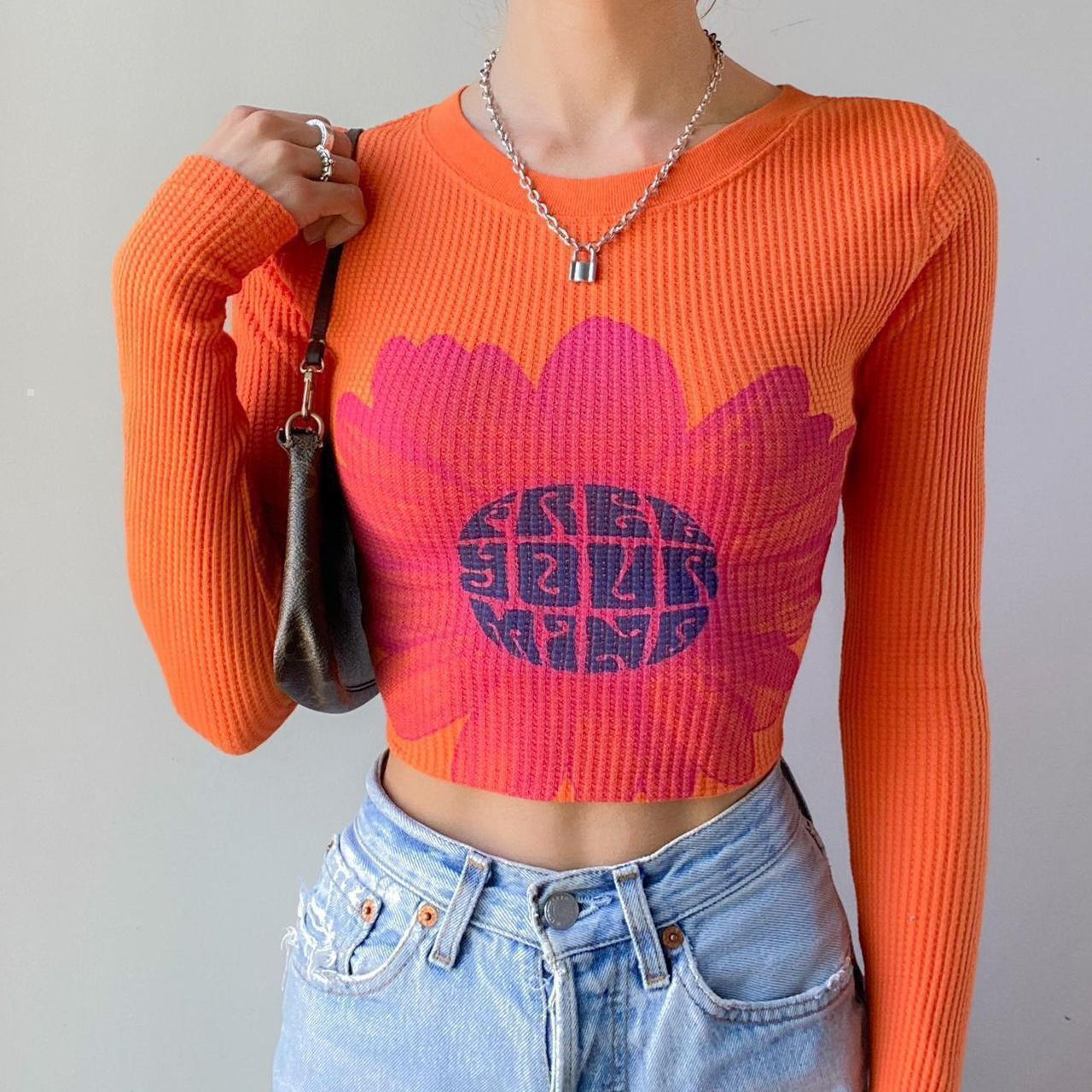 Urban Outfitter Orange Thermal Floral Free Your... Depop