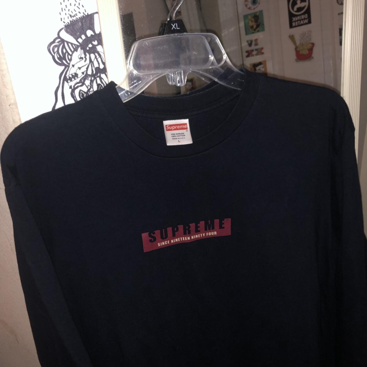 Supreme 1994 LS Navy Tee Fw18 , great condition... - Depop