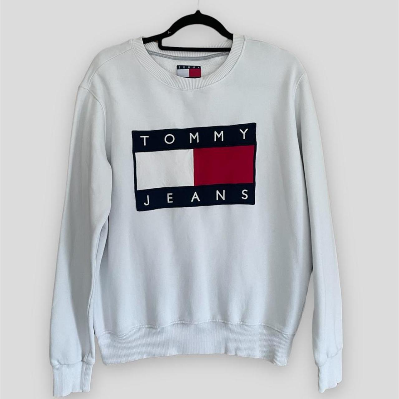 Tommy Hilfiger Sweatshirt. Large embroided logo on... - Depop