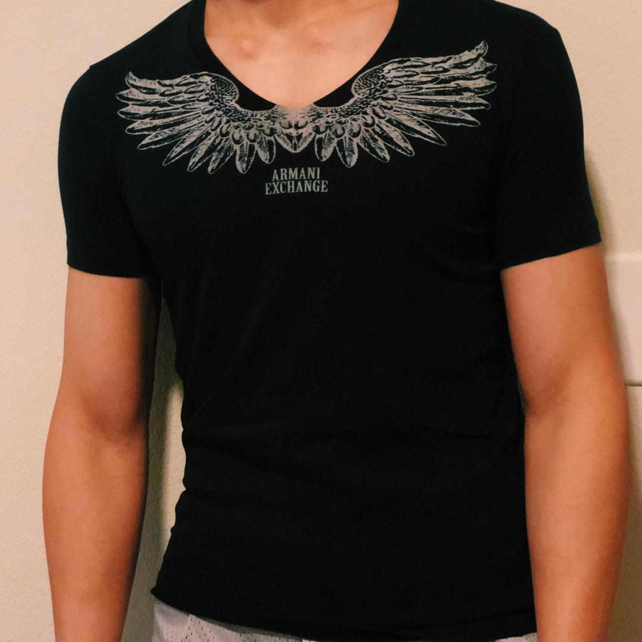 Armani Exchange open neck t shirt S made in Peru Depop