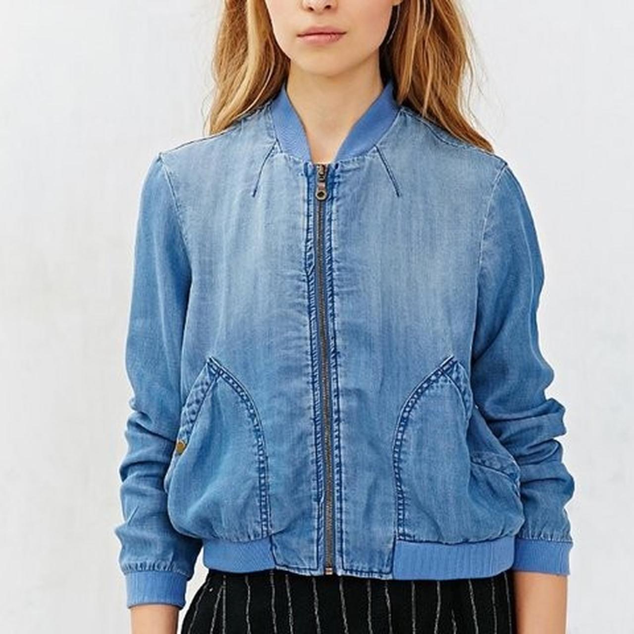 Chambray bomber jacket womens hotsell