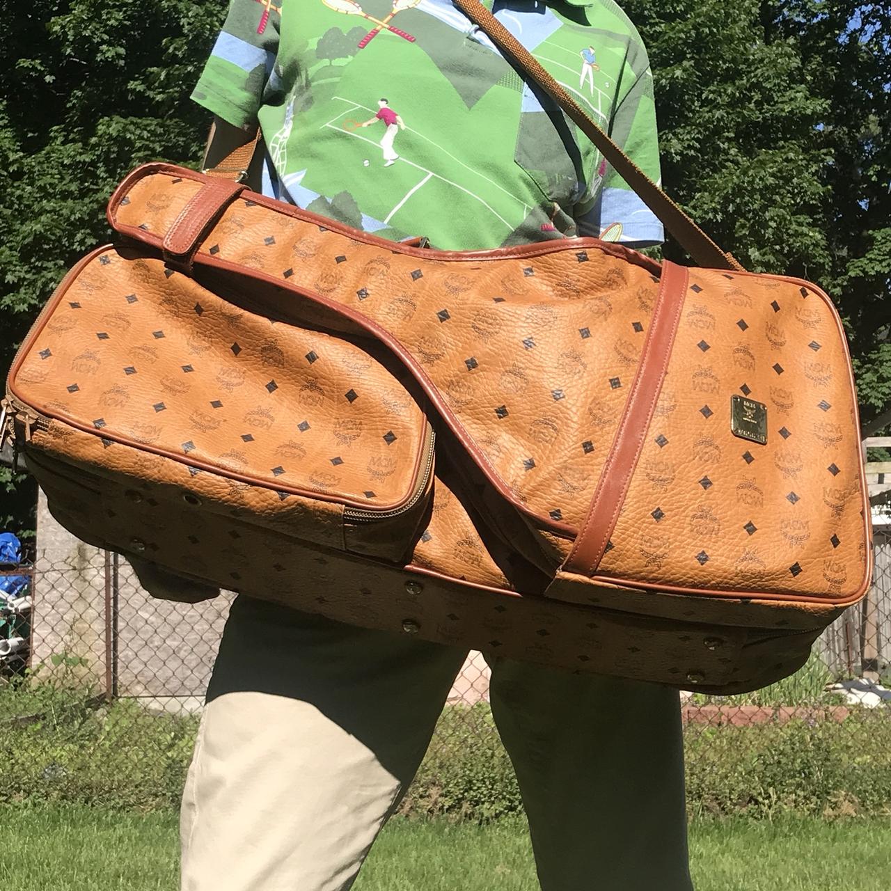 MCM Handbag Vintage Boston Bag in Cognac coated - Depop