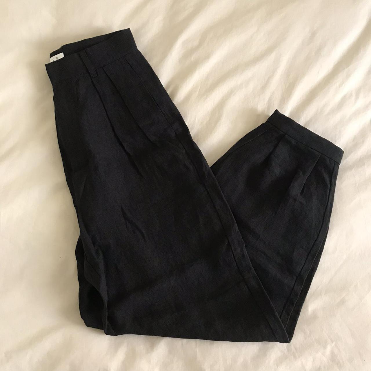 Black linen high waisted trousers by AERE 🖤 Brand... - Depop