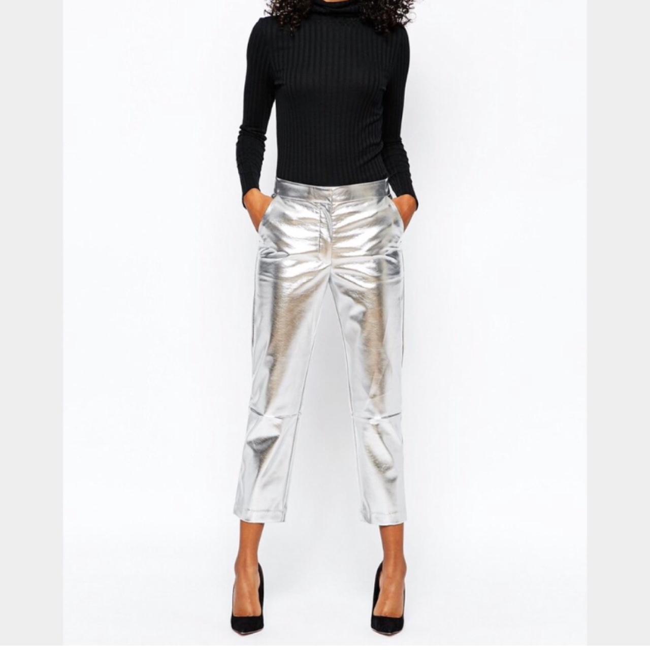 Lupe Silver Metallic Trousers