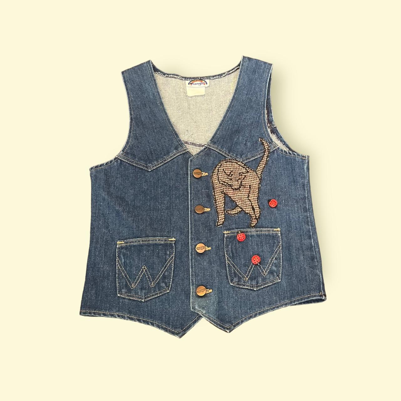 Rare Vintage Halloween Wrangler Cat Denim Vest... Depop