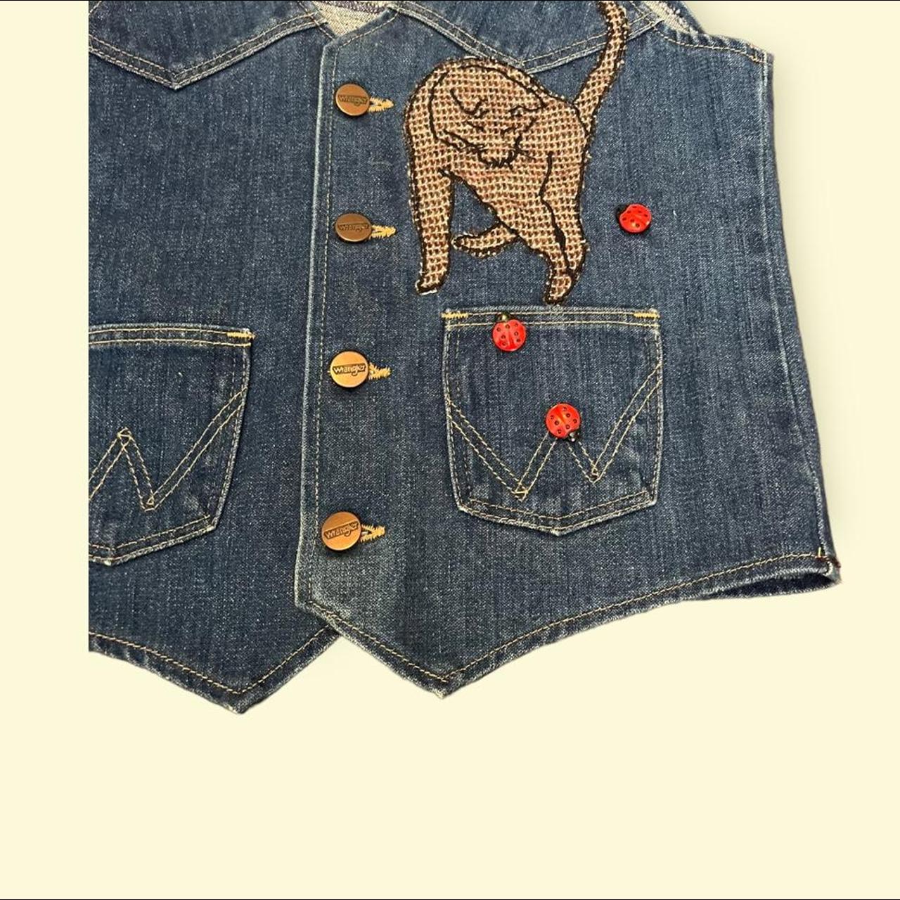 Rare Vintage Halloween Wrangler Cat Denim Vest... Depop