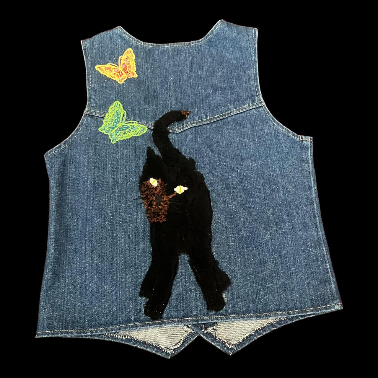 Rare Vintage Halloween Wrangler Cat Denim Vest... Depop