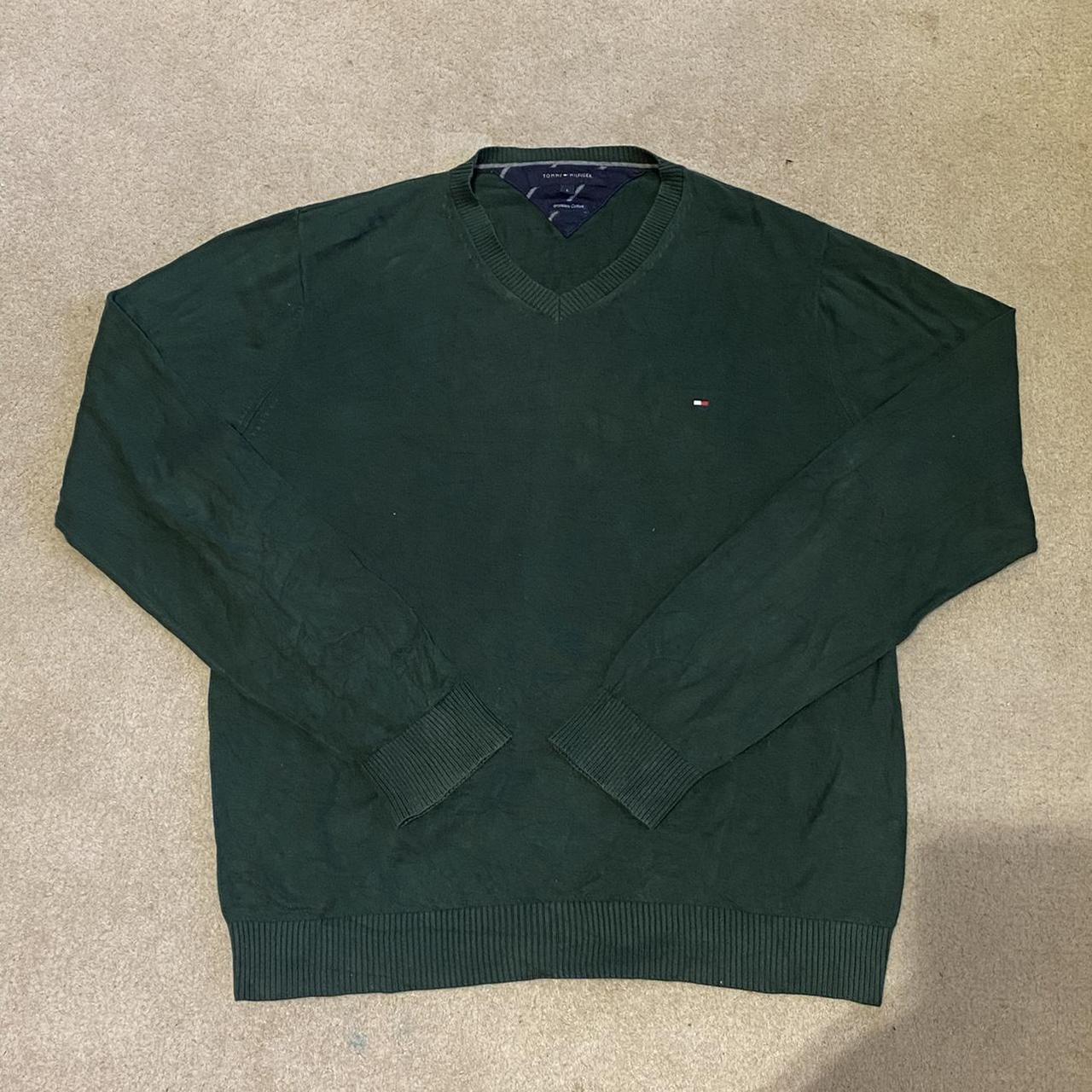 Green Tommy Hilfiger Sweater Lovely sweater with a... - Depop