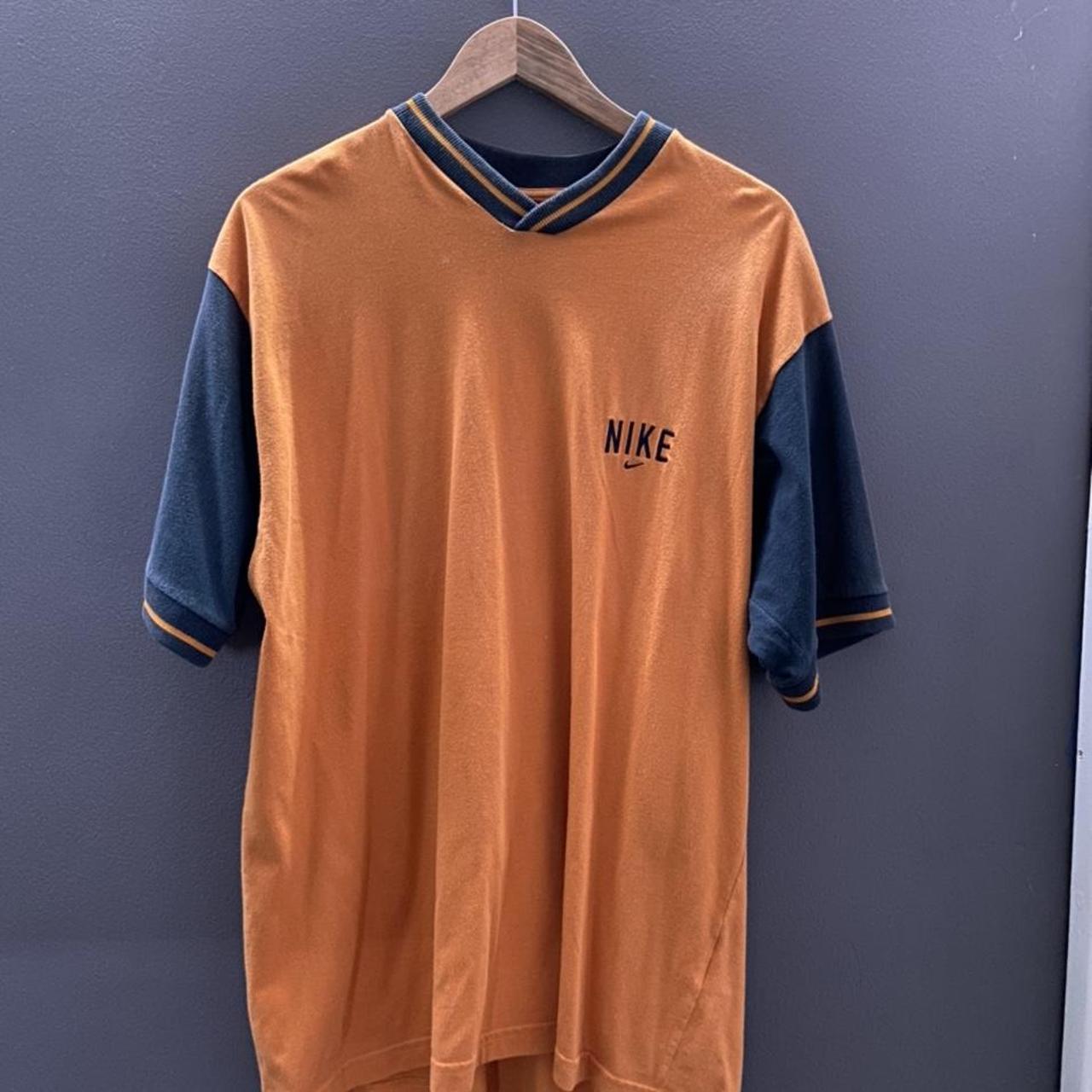 Nike Men's Orange and Blue T-shirt | Depop