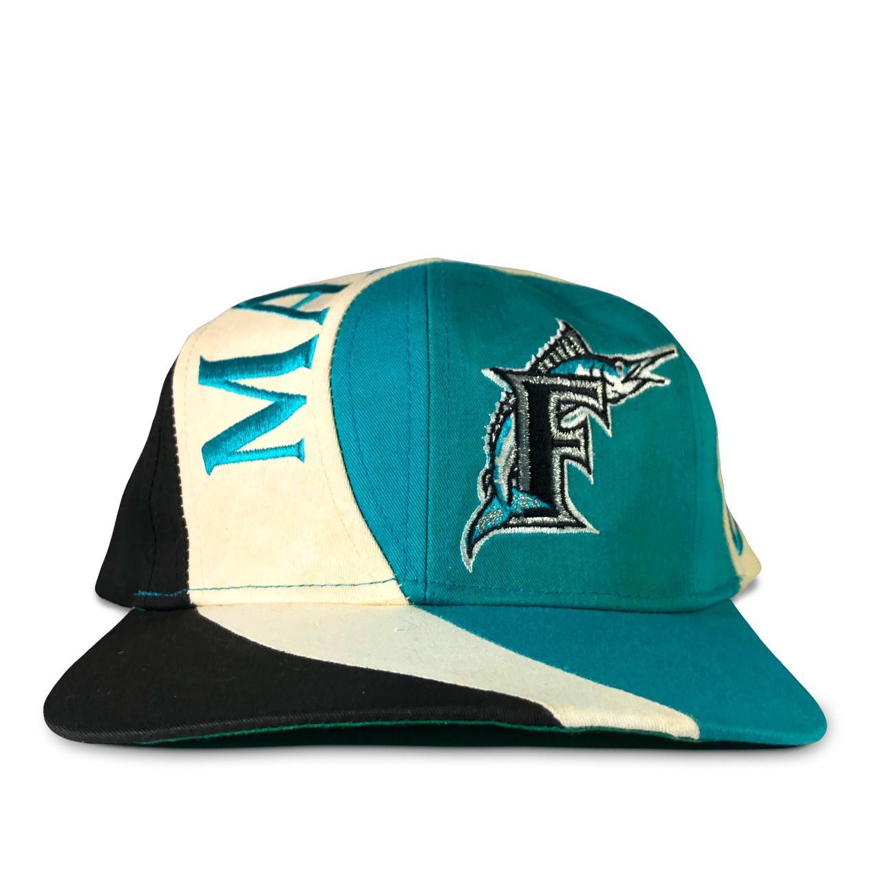 Vintage Snapback Snap Back Hat Florida Marlins Starter Teal Logo