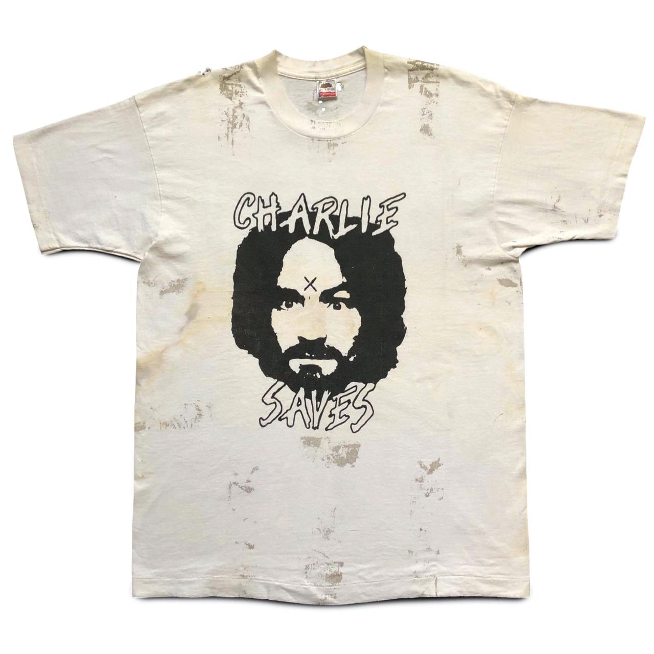 Vintage Charles Manson t-shirt in well worn... - Depop