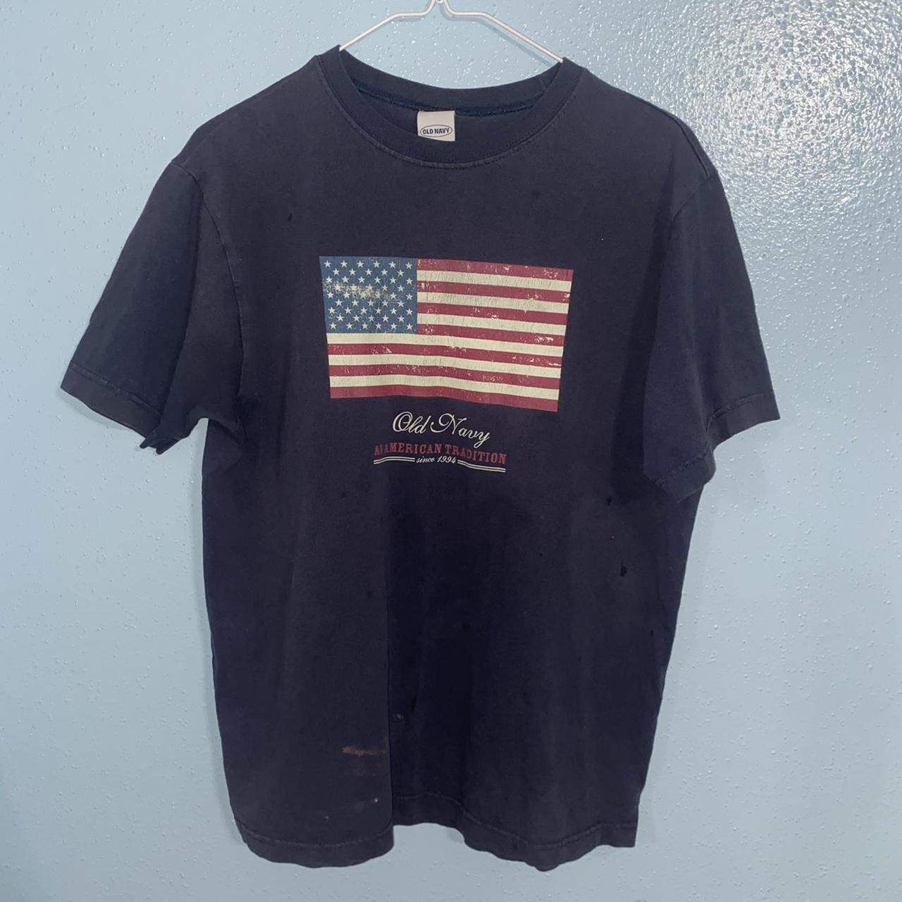 a navy vintage looking usa old navy t shirt. the... - Depop