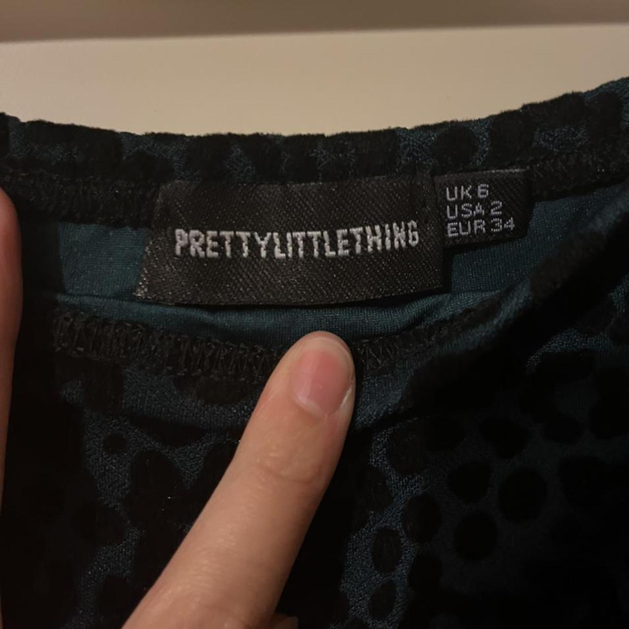 Pretty Little Thing velvet dark green leopard print... Depop