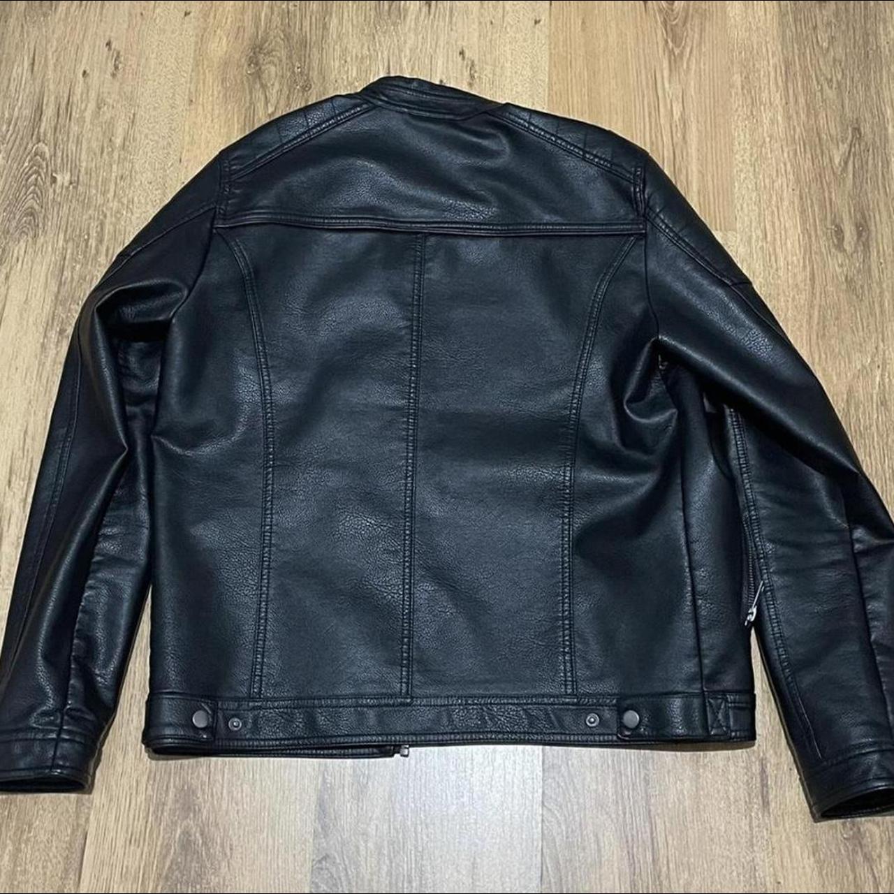 Jack & Jones leather jacket. Medium. Only worn once! - Depop